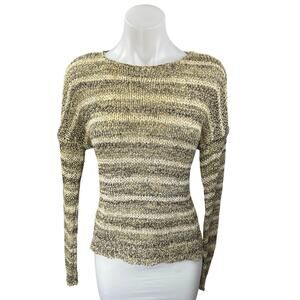 Joie Women's Cream Black Striped Long Sleeve Casual Pullover Sweater Top Size XS